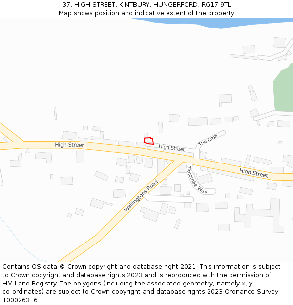 37, HIGH STREET, KINTBURY, HUNGERFORD, RG17 9TL: Location map and indicative extent of plot