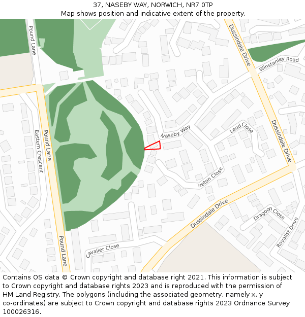 37, NASEBY WAY, NORWICH, NR7 0TP: Location map and indicative extent of plot