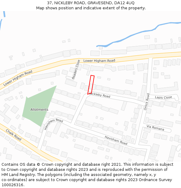 37, NICKLEBY ROAD, GRAVESEND, DA12 4UQ: Location map and indicative extent of plot