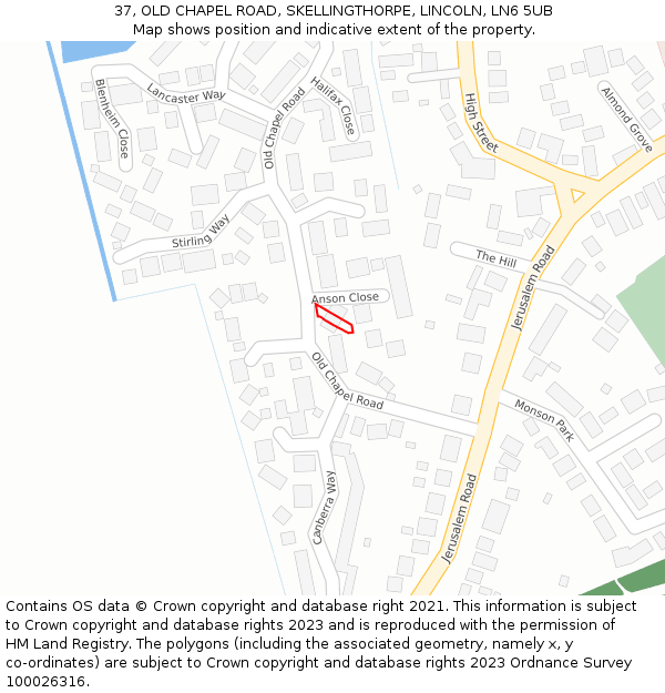 37, OLD CHAPEL ROAD, SKELLINGTHORPE, LINCOLN, LN6 5UB: Location map and indicative extent of plot