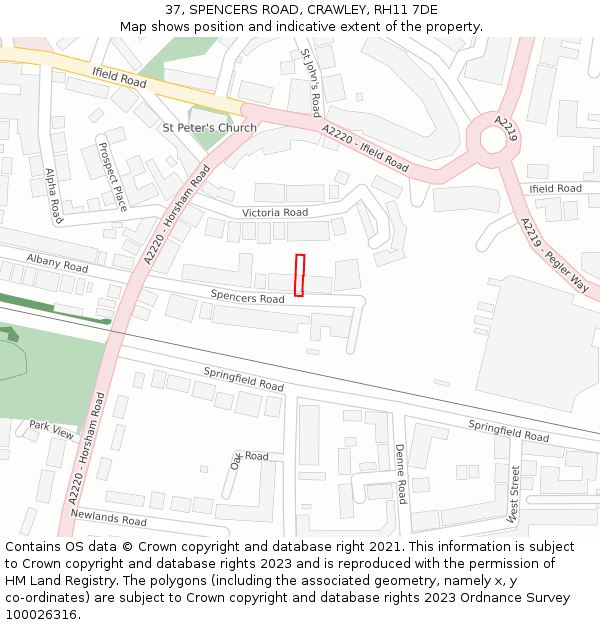 37, SPENCERS ROAD, CRAWLEY, RH11 7DE: Location map and indicative extent of plot