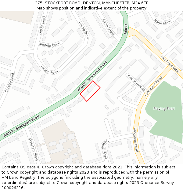 375, STOCKPORT ROAD, DENTON, MANCHESTER, M34 6EP: Location map and indicative extent of plot