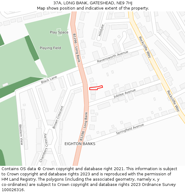 37A, LONG BANK, GATESHEAD, NE9 7HJ: Location map and indicative extent of plot