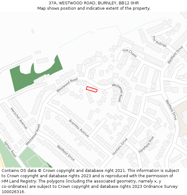 37A, WESTWOOD ROAD, BURNLEY, BB12 0HR: Location map and indicative extent of plot