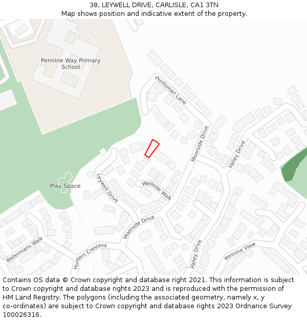 38, LEYWELL DRIVE, CARLISLE, CA1 3TN: Location map and indicative extent of plot