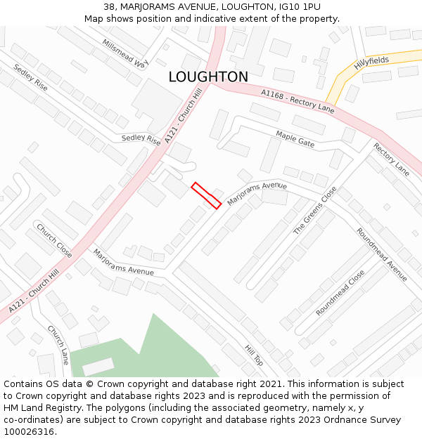 38, MARJORAMS AVENUE, LOUGHTON, IG10 1PU: Location map and indicative extent of plot