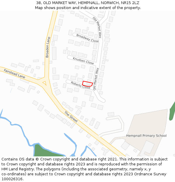 38, OLD MARKET WAY, HEMPNALL, NORWICH, NR15 2LZ: Location map and indicative extent of plot