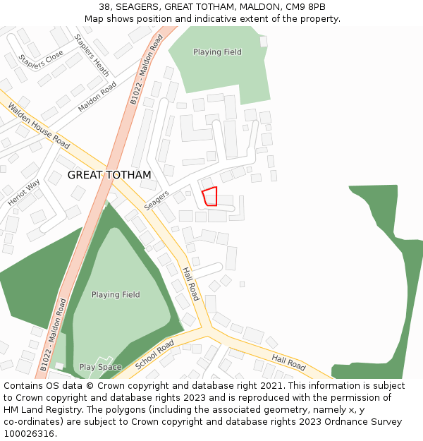 38, SEAGERS, GREAT TOTHAM, MALDON, CM9 8PB: Location map and indicative extent of plot