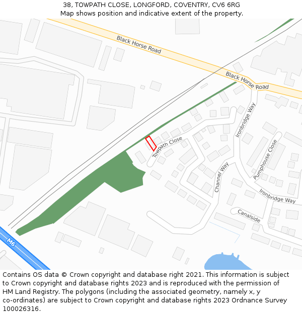 38, TOWPATH CLOSE, LONGFORD, COVENTRY, CV6 6RG: Location map and indicative extent of plot