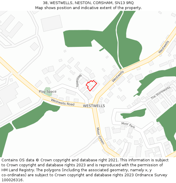 38, WESTWELLS, NESTON, CORSHAM, SN13 9RQ: Location map and indicative extent of plot