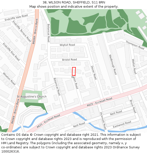 38, WILSON ROAD, SHEFFIELD, S11 8RN: Location map and indicative extent of plot