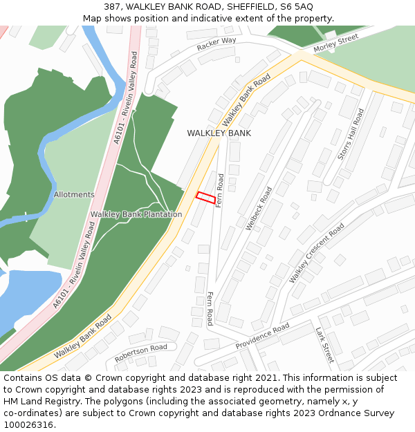 387, WALKLEY BANK ROAD, SHEFFIELD, S6 5AQ: Location map and indicative extent of plot