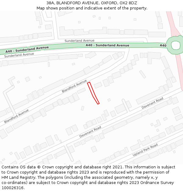 38A, BLANDFORD AVENUE, OXFORD, OX2 8DZ: Location map and indicative extent of plot