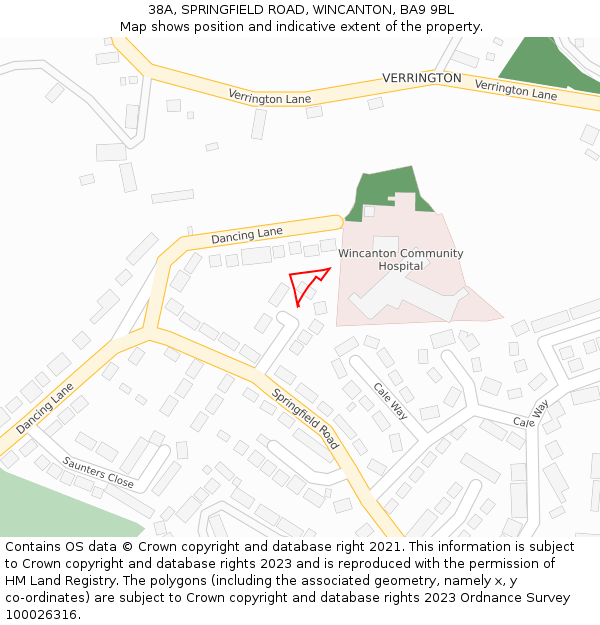 38A, SPRINGFIELD ROAD, WINCANTON, BA9 9BL: Location map and indicative extent of plot