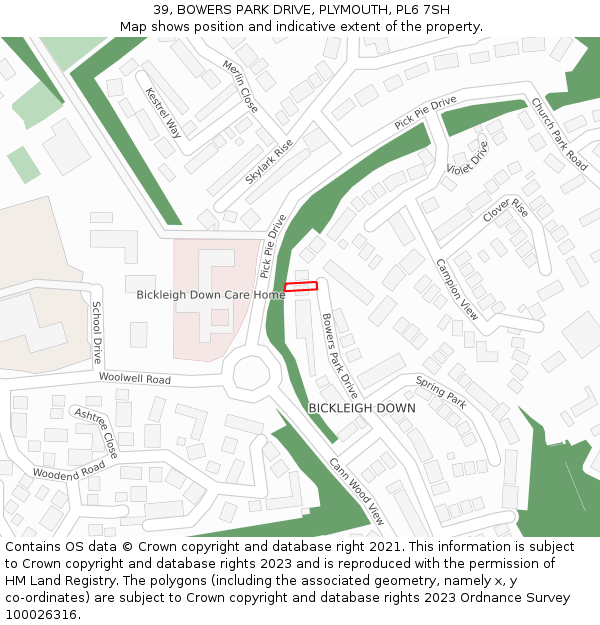 39, BOWERS PARK DRIVE, PLYMOUTH, PL6 7SH: Location map and indicative extent of plot