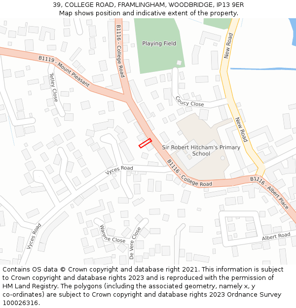 39, COLLEGE ROAD, FRAMLINGHAM, WOODBRIDGE, IP13 9ER: Location map and indicative extent of plot