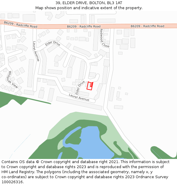 39, ELDER DRIVE, BOLTON, BL3 1AT: Location map and indicative extent of plot