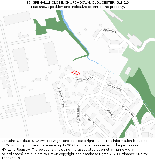 39, GRENVILLE CLOSE, CHURCHDOWN, GLOUCESTER, GL3 1LY: Location map and indicative extent of plot