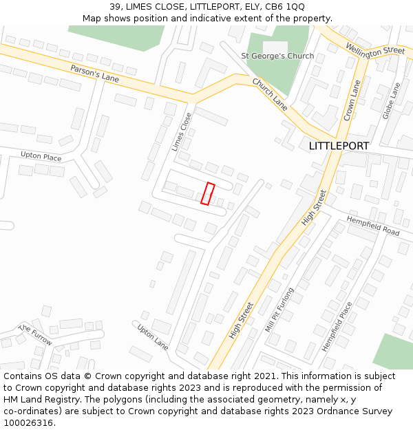 39, LIMES CLOSE, LITTLEPORT, ELY, CB6 1QQ: Location map and indicative extent of plot