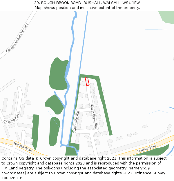 39, ROUGH BROOK ROAD, RUSHALL, WALSALL, WS4 1EW: Location map and indicative extent of plot