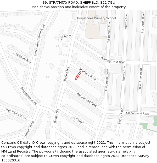 39, STRATHTAY ROAD, SHEFFIELD, S11 7GU: Location map and indicative extent of plot