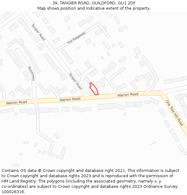 39, TANGIER ROAD, GUILDFORD, GU1 2DF: Location map and indicative extent of plot