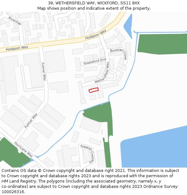 39, WETHERSFIELD WAY, WICKFORD, SS11 8XX: Location map and indicative extent of plot