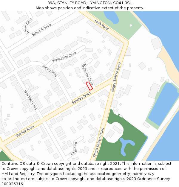 39A, STANLEY ROAD, LYMINGTON, SO41 3SL: Location map and indicative extent of plot