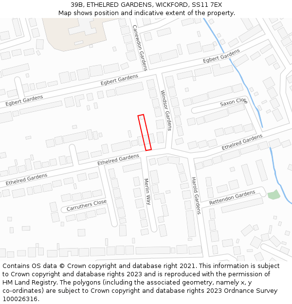 39B, ETHELRED GARDENS, WICKFORD, SS11 7EX: Location map and indicative extent of plot