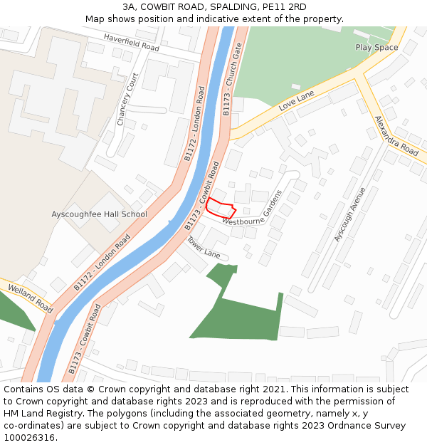 3A, COWBIT ROAD, SPALDING, PE11 2RD: Location map and indicative extent of plot
