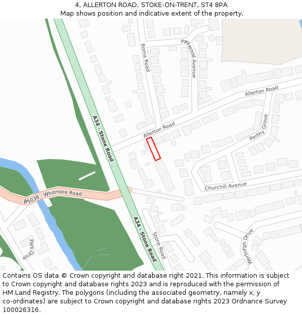 4, ALLERTON ROAD, STOKE-ON-TRENT, ST4 8PA: Location map and indicative extent of plot