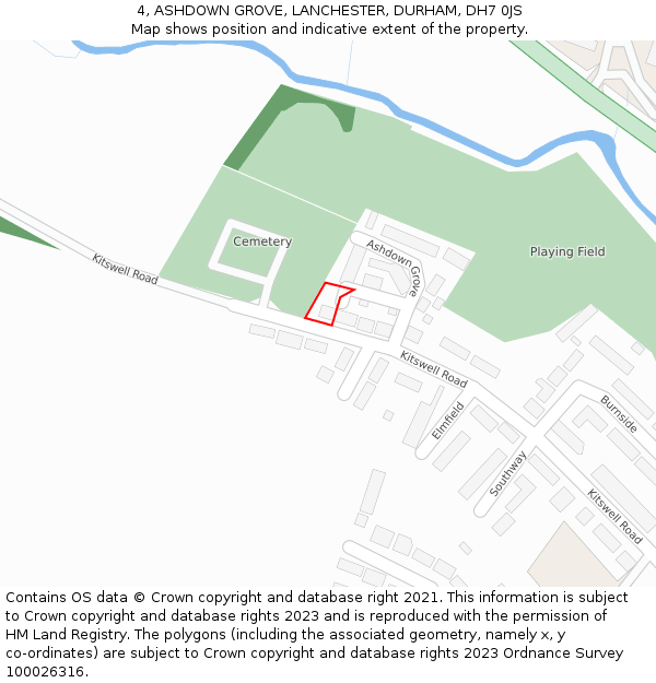 4, ASHDOWN GROVE, LANCHESTER, DURHAM, DH7 0JS: Location map and indicative extent of plot