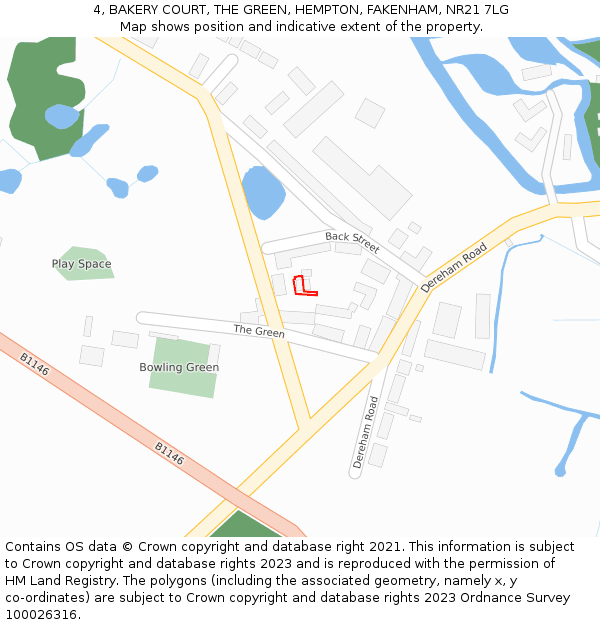 4, BAKERY COURT, THE GREEN, HEMPTON, FAKENHAM, NR21 7LG: Location map and indicative extent of plot