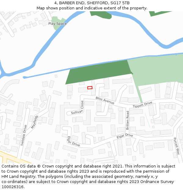 4, BARBER END, SHEFFORD, SG17 5TB: Location map and indicative extent of plot