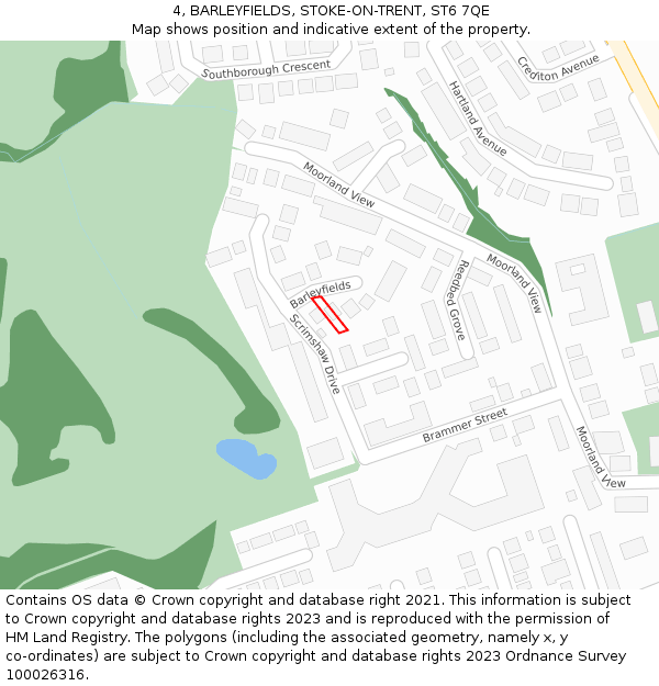 4, BARLEYFIELDS, STOKE-ON-TRENT, ST6 7QE: Location map and indicative extent of plot