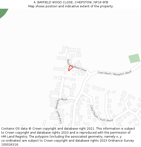 4, BAYFIELD WOOD CLOSE, CHEPSTOW, NP16 6FB: Location map and indicative extent of plot