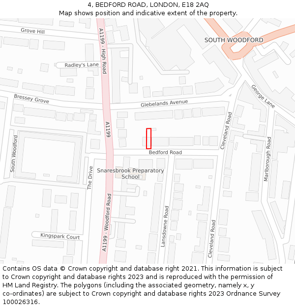 4, BEDFORD ROAD, LONDON, E18 2AQ: Location map and indicative extent of plot