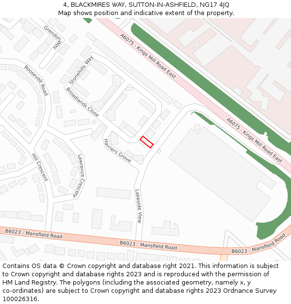 4, BLACKMIRES WAY, SUTTON-IN-ASHFIELD, NG17 4JQ: Location map and indicative extent of plot