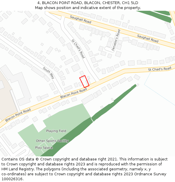 4, BLACON POINT ROAD, BLACON, CHESTER, CH1 5LD: Location map and indicative extent of plot