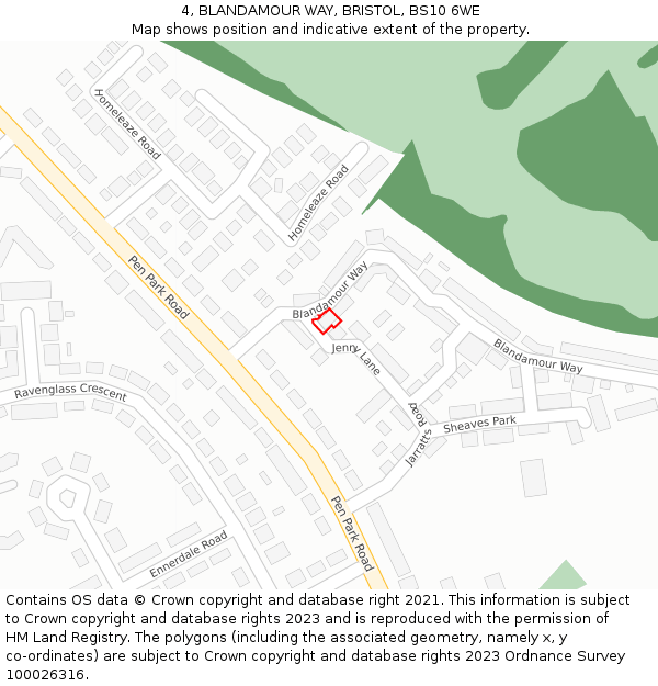 4, BLANDAMOUR WAY, BRISTOL, BS10 6WE: Location map and indicative extent of plot