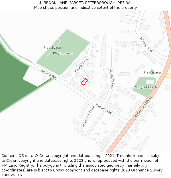 4, BROOK LANE, FARCET, PETERBOROUGH, PE7 3AL: Location map and indicative extent of plot