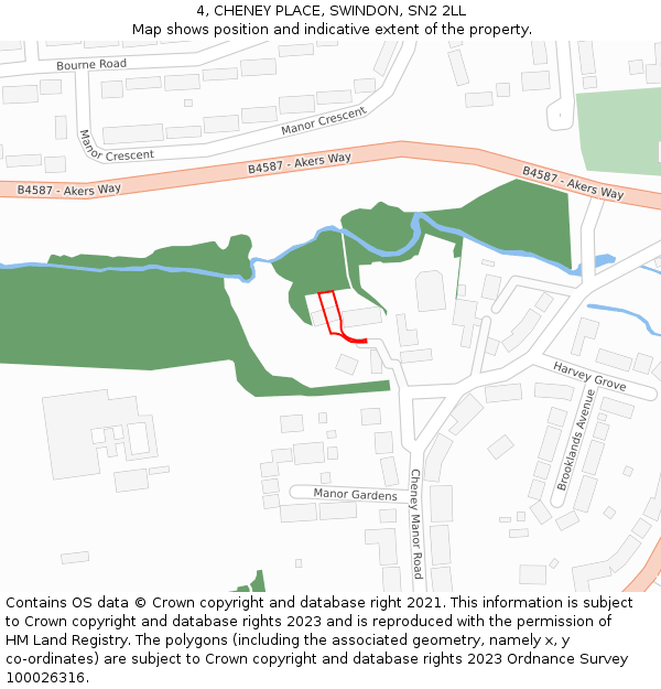 4, CHENEY PLACE, SWINDON, SN2 2LL: Location map and indicative extent of plot