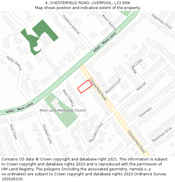 4, CHESTERFIELD ROAD, LIVERPOOL, L23 9XW: Location map and indicative extent of plot