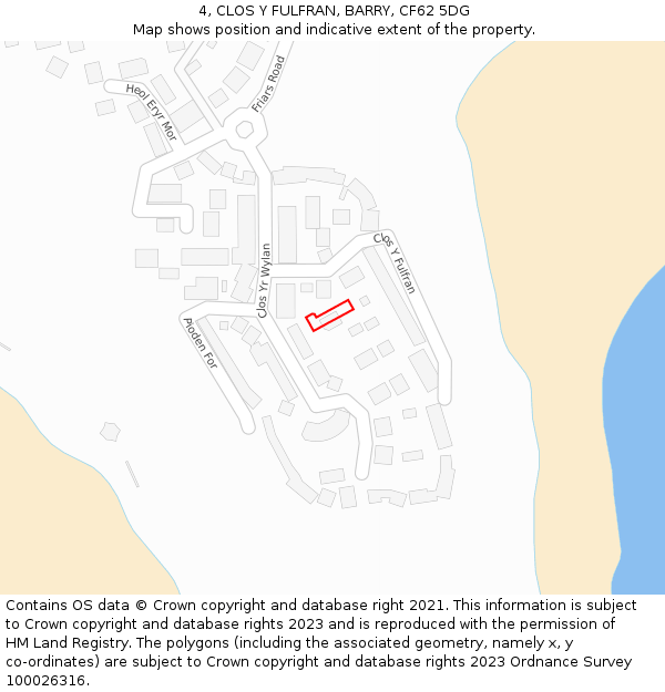 4, CLOS Y FULFRAN, BARRY, CF62 5DG: Location map and indicative extent of plot