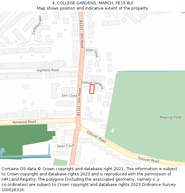 4, COLLEGE GARDENS, MARCH, PE15 8LF: Location map and indicative extent of plot