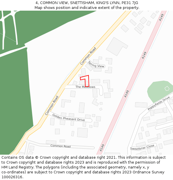 4, COMMON VIEW, SNETTISHAM, KING'S LYNN, PE31 7JG: Location map and indicative extent of plot