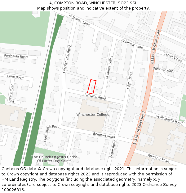 4, COMPTON ROAD, WINCHESTER, SO23 9SL: Location map and indicative extent of plot