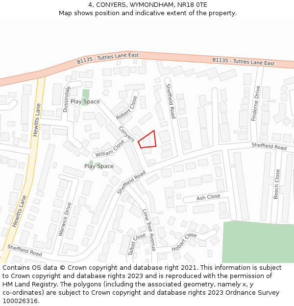 4, CONYERS, WYMONDHAM, NR18 0TE: Location map and indicative extent of plot