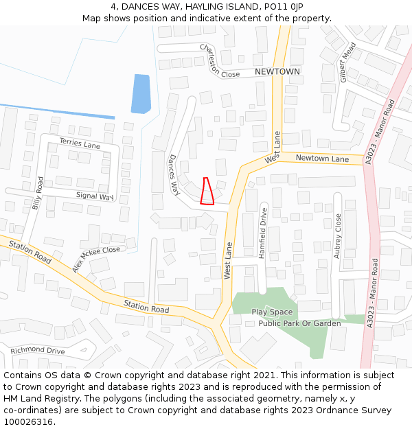 4, DANCES WAY, HAYLING ISLAND, PO11 0JP: Location map and indicative extent of plot