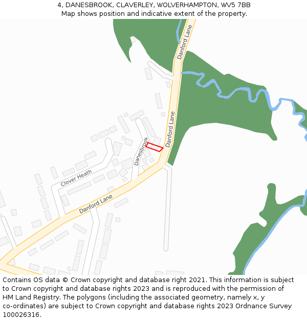 4, DANESBROOK, CLAVERLEY, WOLVERHAMPTON, WV5 7BB: Location map and indicative extent of plot